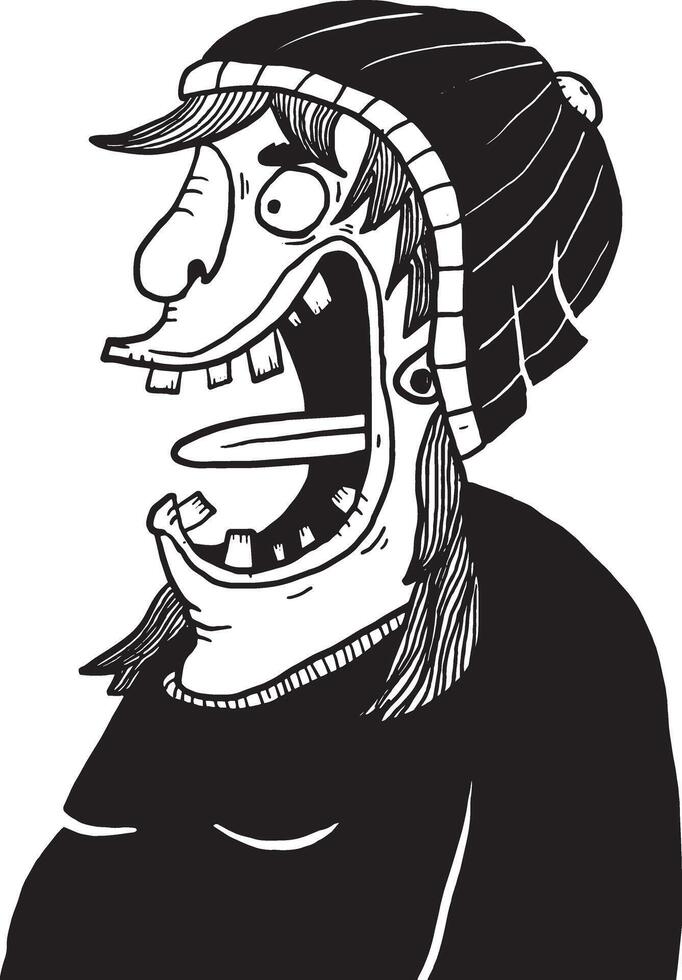 A cartoon man with a hat and a big mouth vector