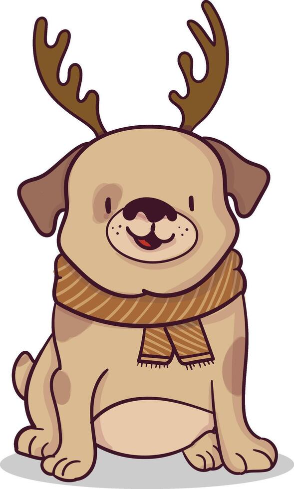 Dog with antlers and a scarf vector