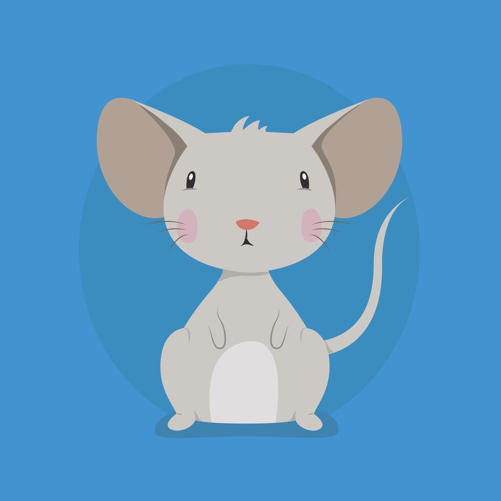 Cartoon mouse illustration on blue vector