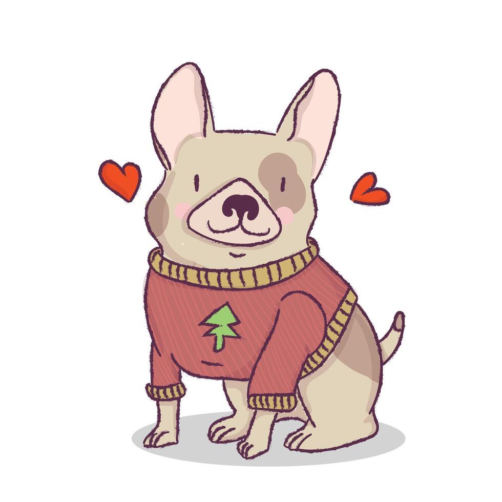 Cute dog in Christmas sweater vector