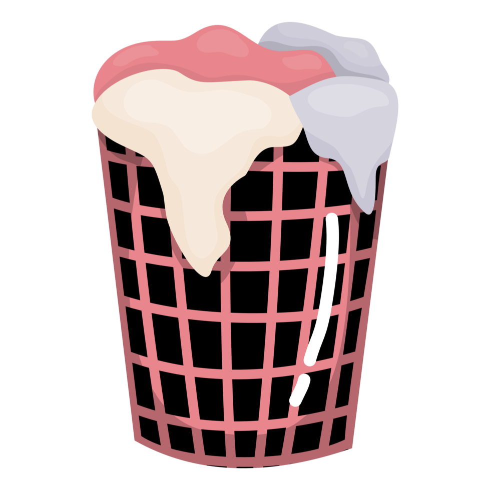 Laundry basket with clothes illustration png