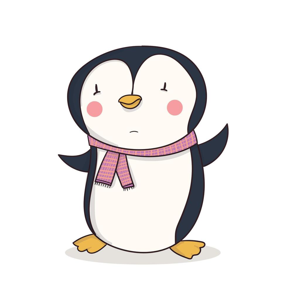 Cute penguin in a pink scarf vector
