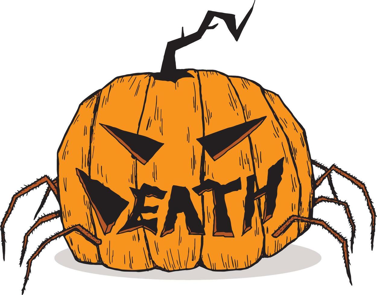 Halloween pumpkin with death text design vector