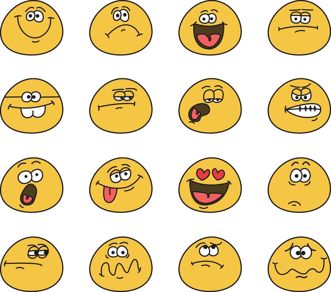 Colorful emoticons showing different emotions vector