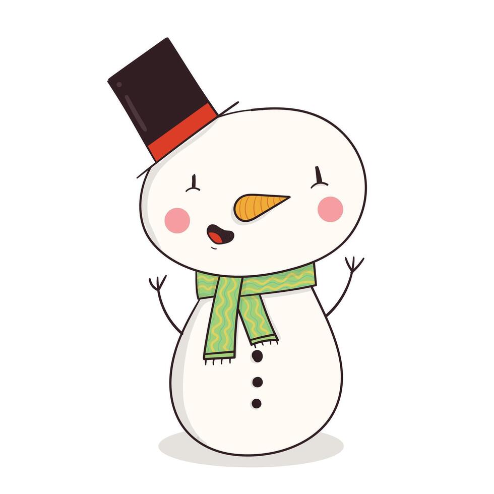 Happy snowman in a top hat vector