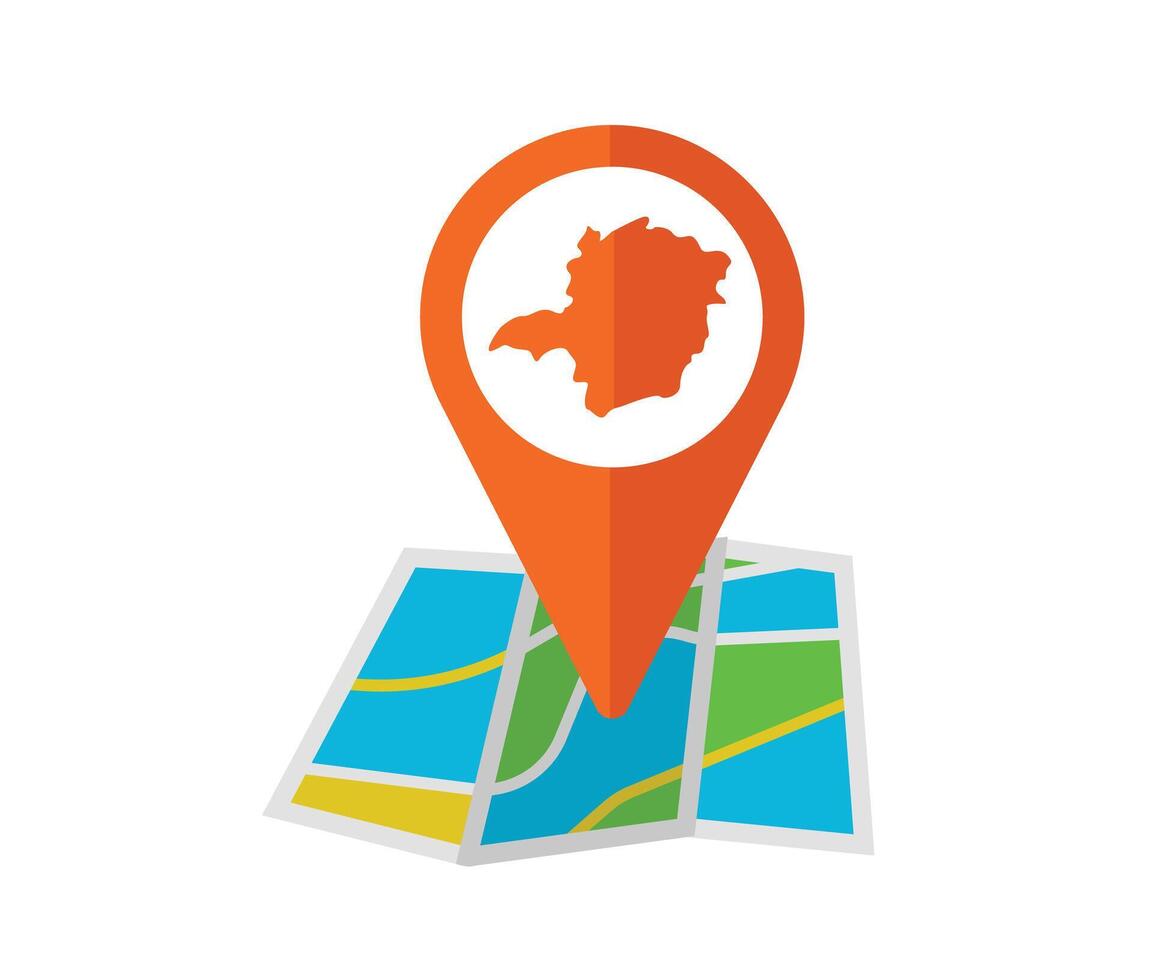 Map with location pin icon vector