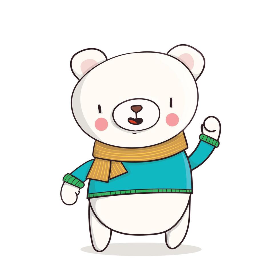 Cartoon polar bear in sweater vector