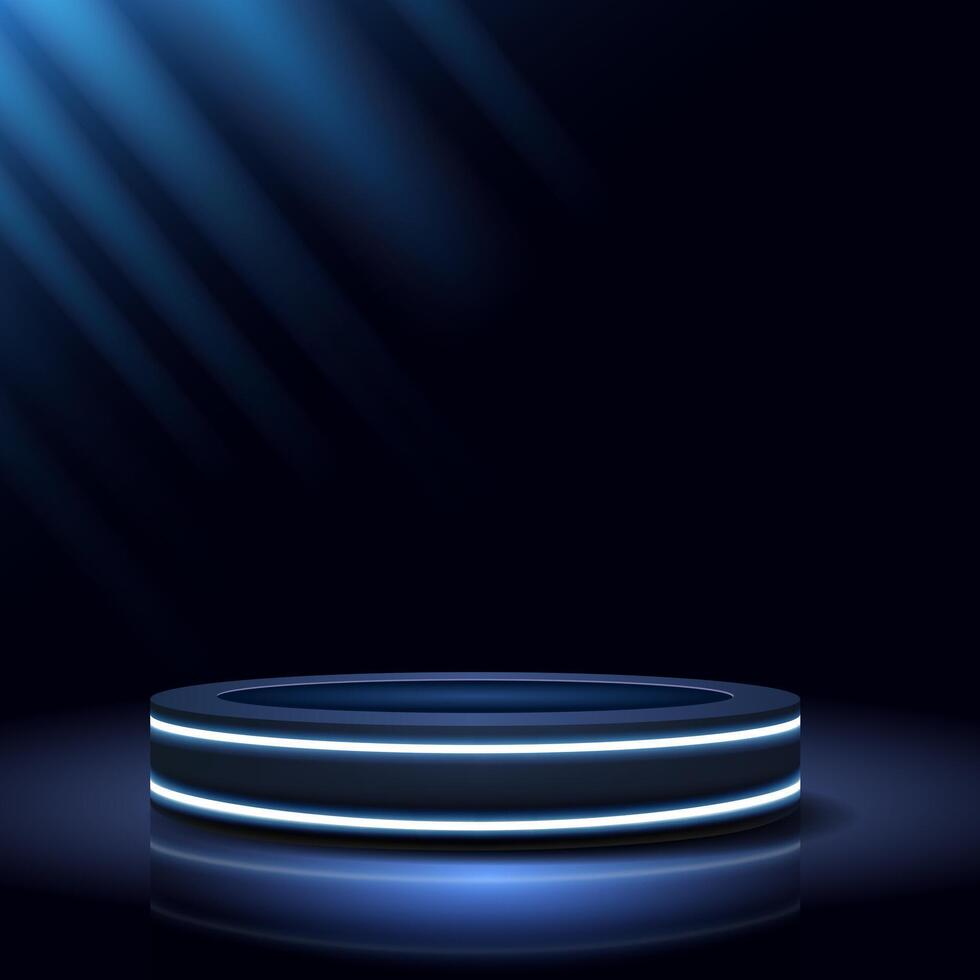 Circular stage with dramatic lighting effect vector