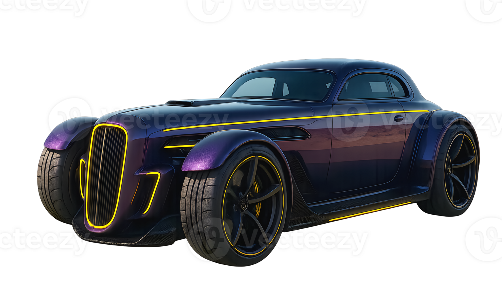 Custom Built modern purple limo futuristic Hot Rod, High Performance Vehicle, Custom Automotive Design Concept, transparent background png