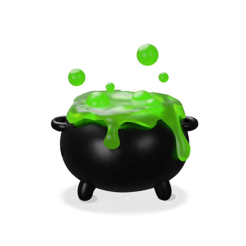 Halloween cauldron with green slime vector