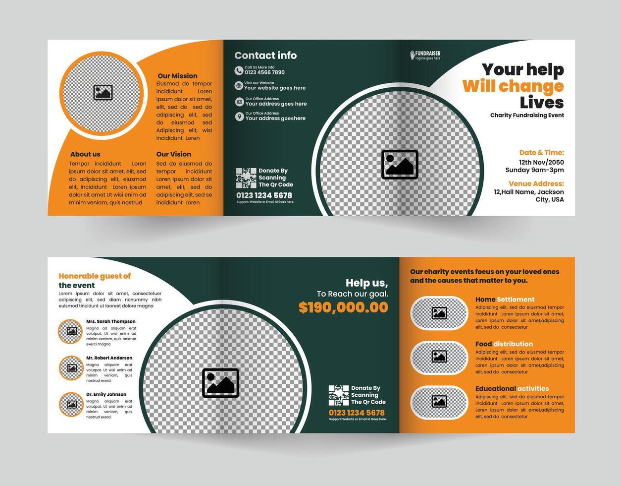 Charity fundraising event brochure vector