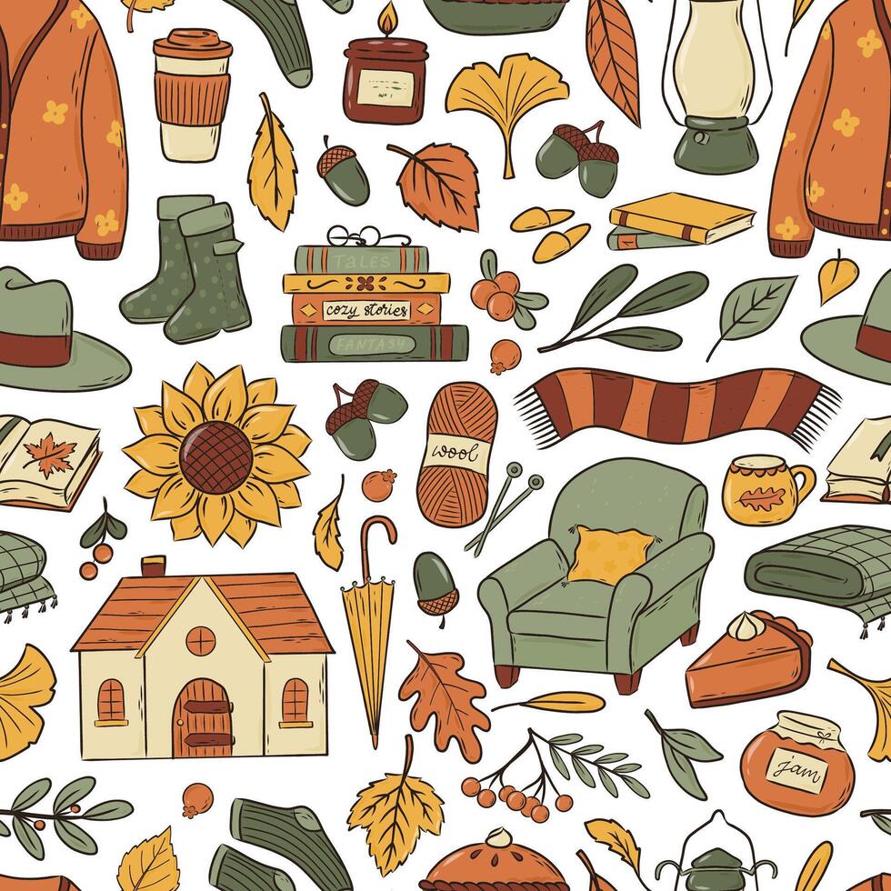 Autumn illustrations with cozy themes vector