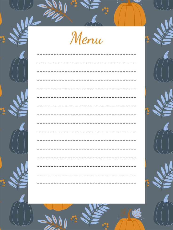 Page template for notes and menu on the background with autumn leaves vector