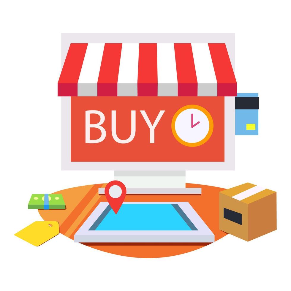 illustration of Online shopping concept for landing page vector