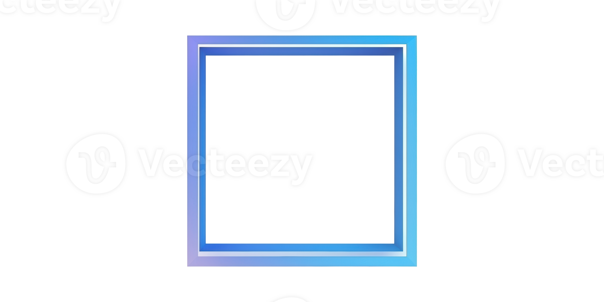 Blue Gradient Square Frame. Modern Design Element For Art And Photography Display Isolated On Transparent Background png