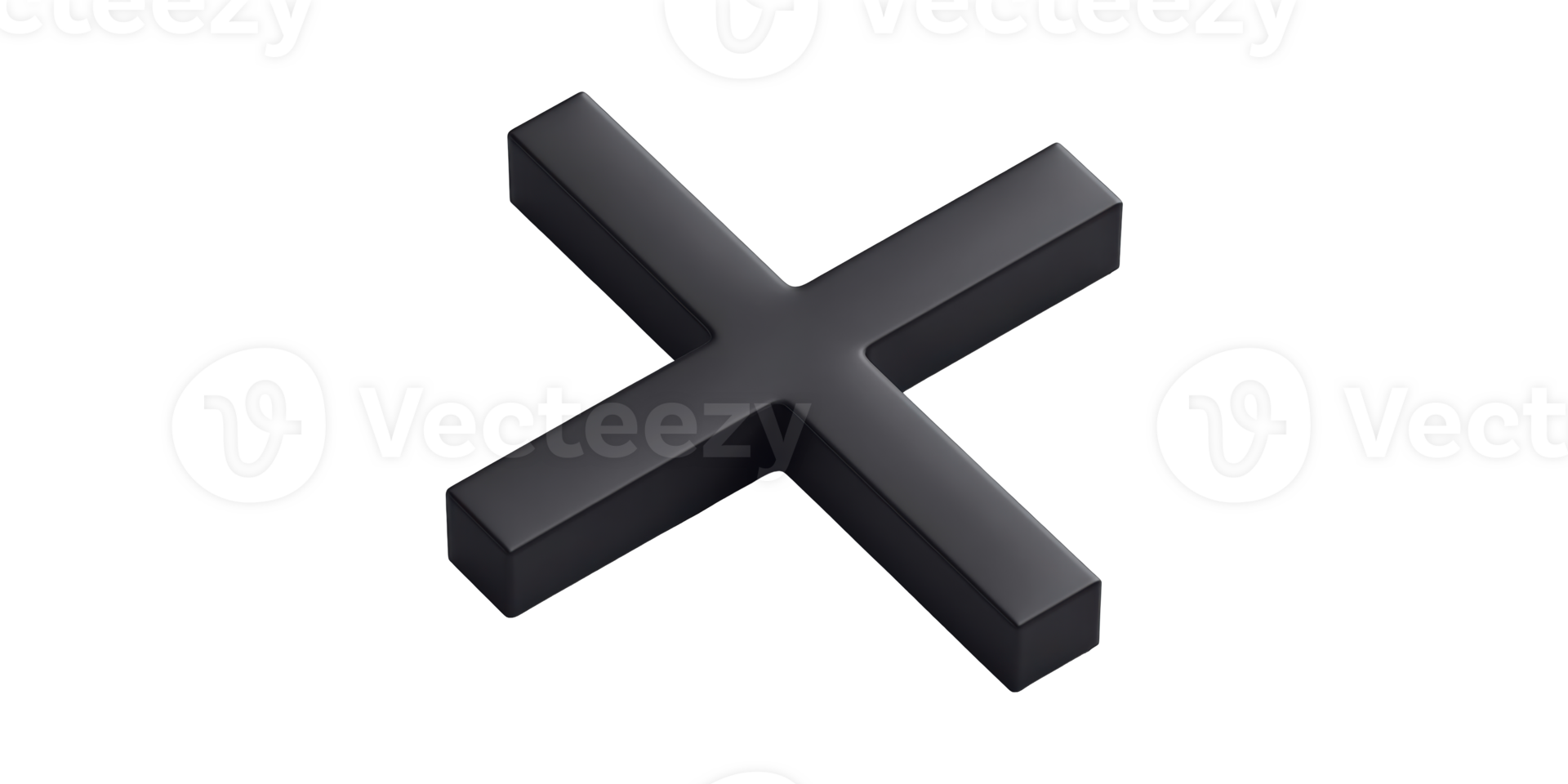 3D Black Cross Symbol. Minimalist Design And Symbolic Representation Isolated On Transparent Background png