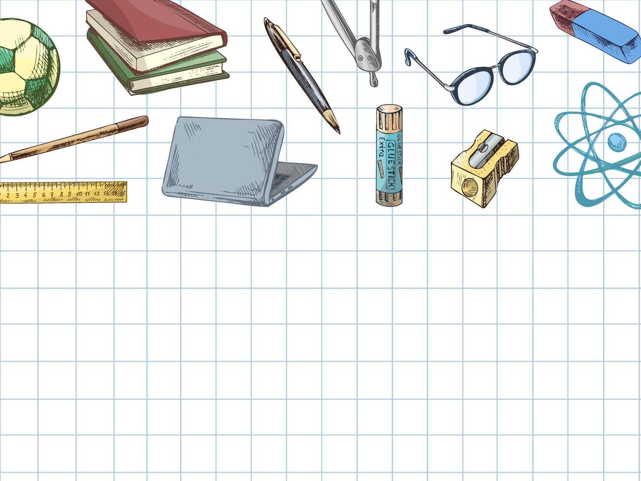 Illustration of school supplies and stationery vector