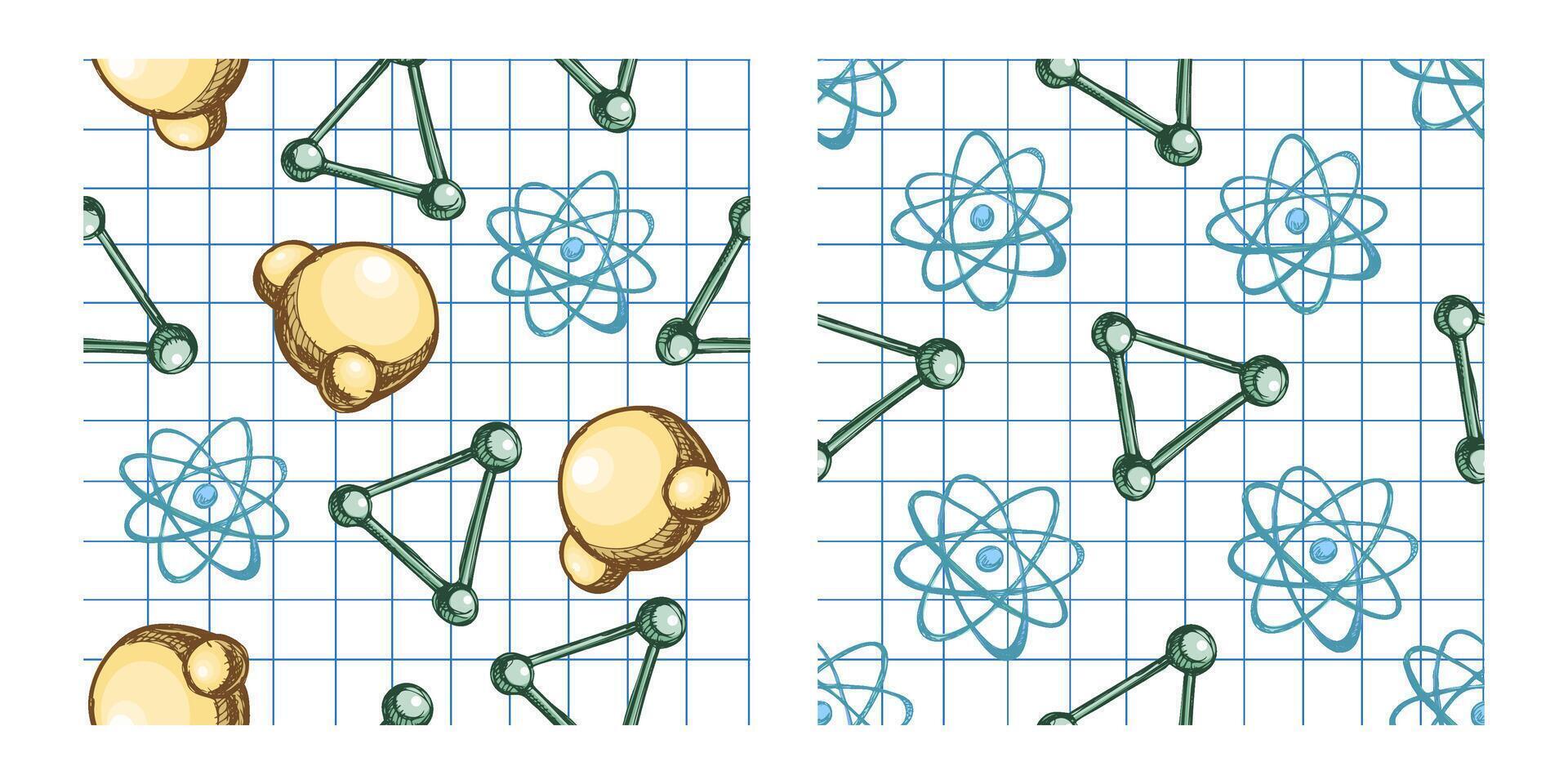 Science patterns with atoms and molecules vector