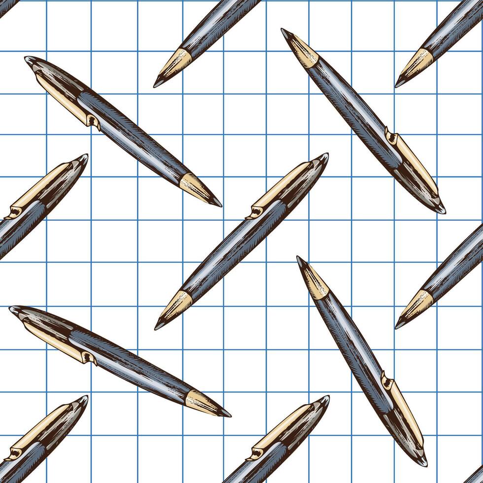 Pattern of pens on grid paper vector