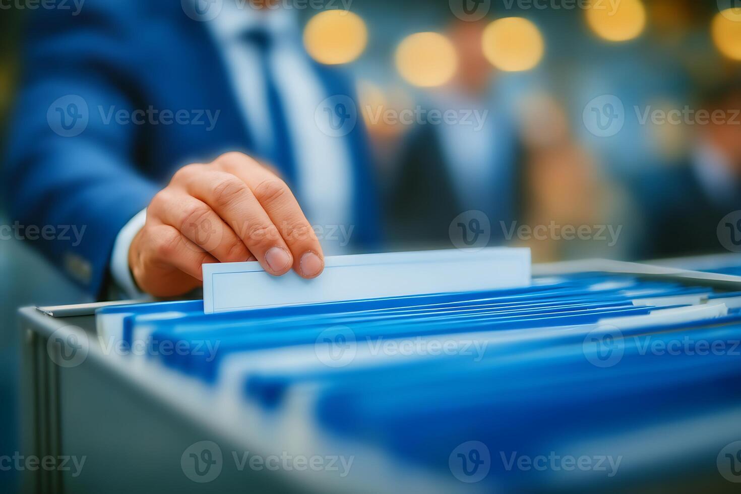 Businessman Filing Documents in Office photo