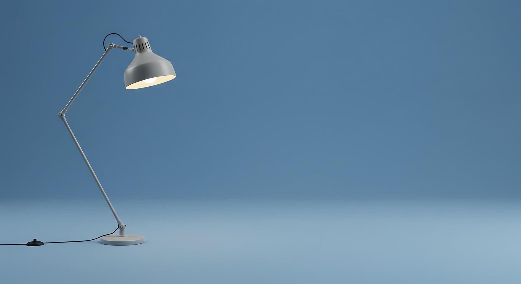 A lamp on a blue background with a blue light photo