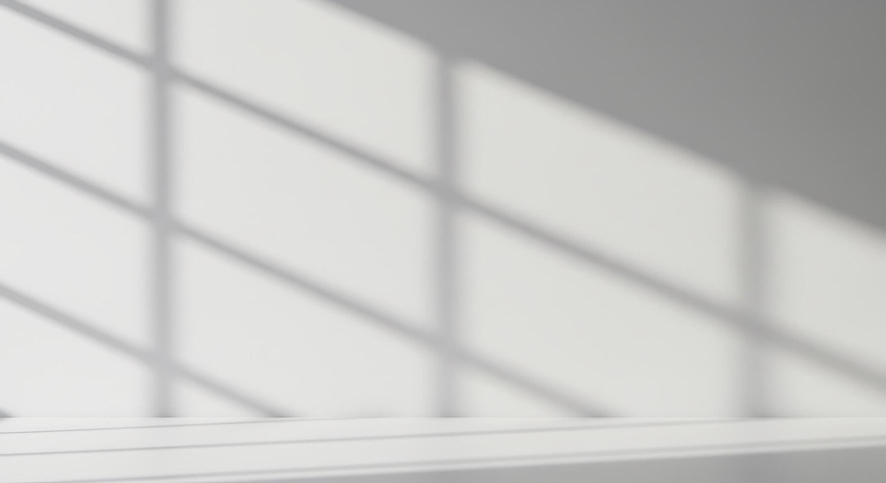 A white room with a window and a table photo