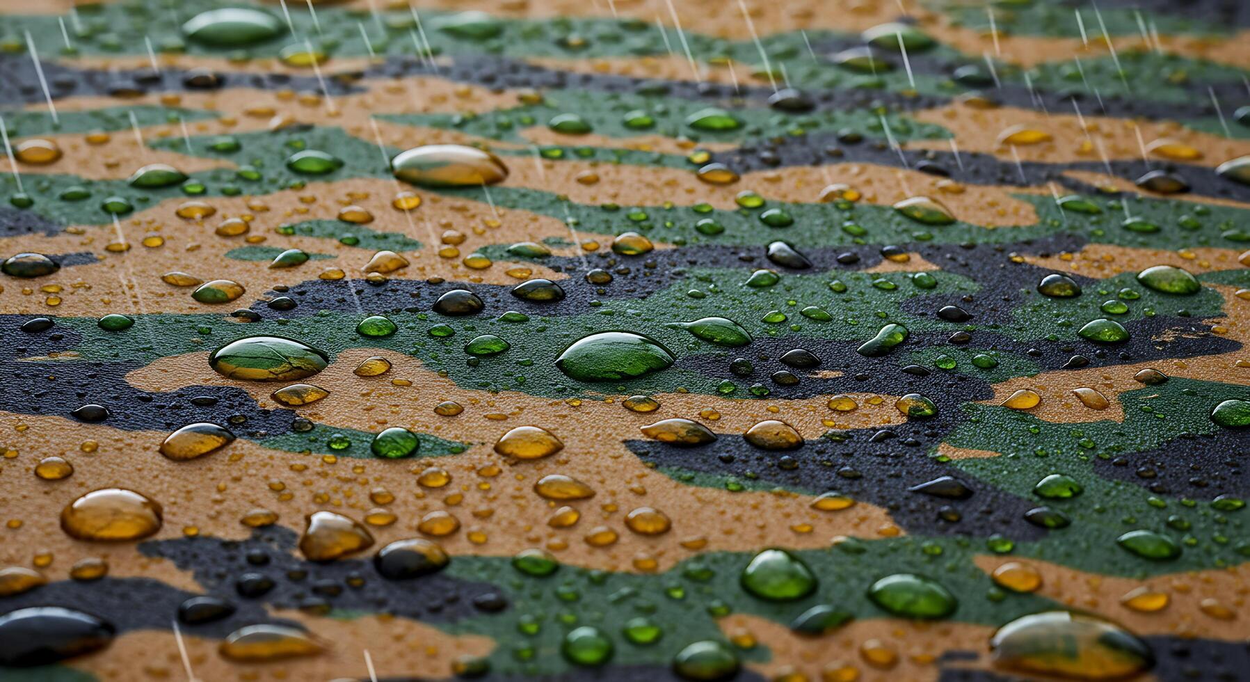 Raindrops on a camouflage print photo