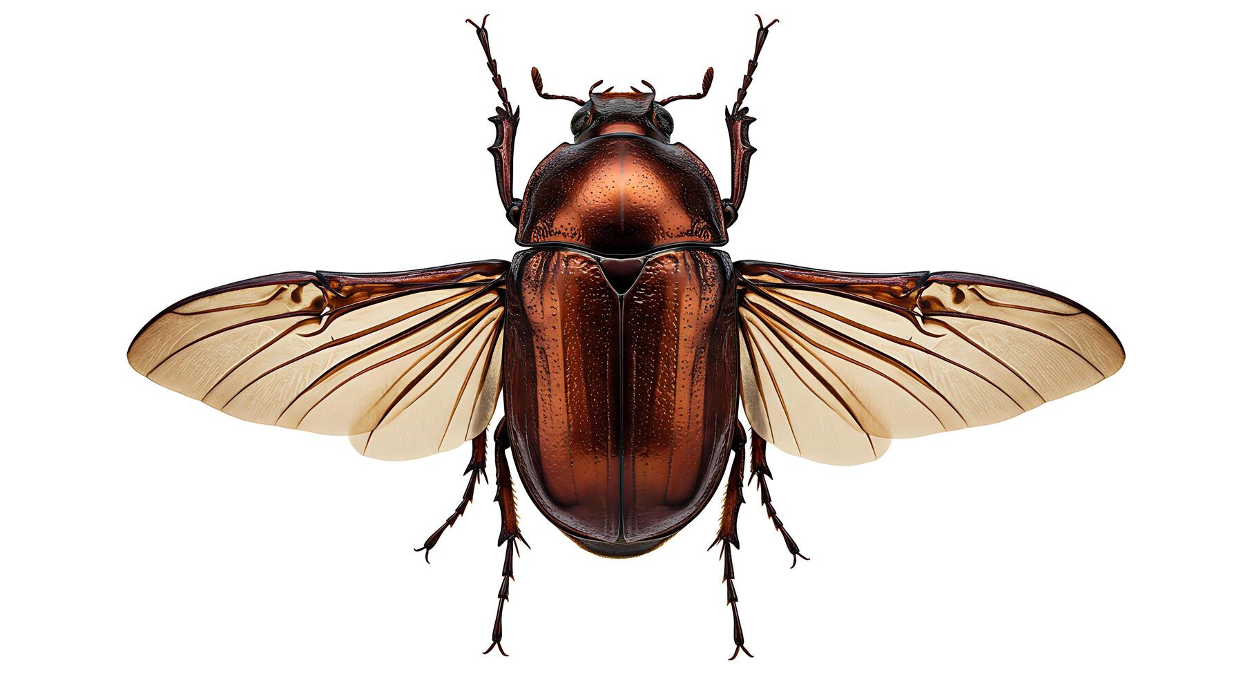 A beetle with brown wings and black legs photo