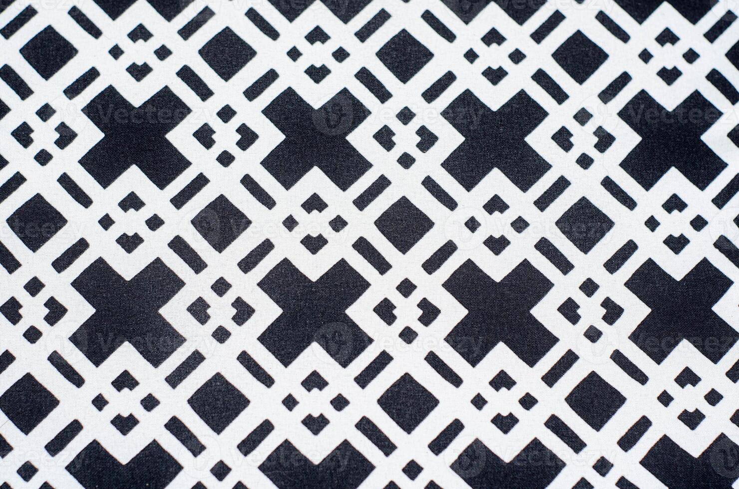Modern Geometric Black and White Pattern Fabric photo