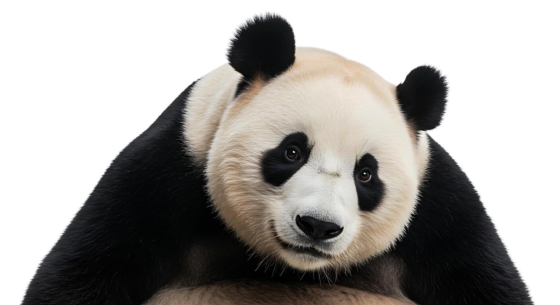 A panda bear sitting on a white background photo