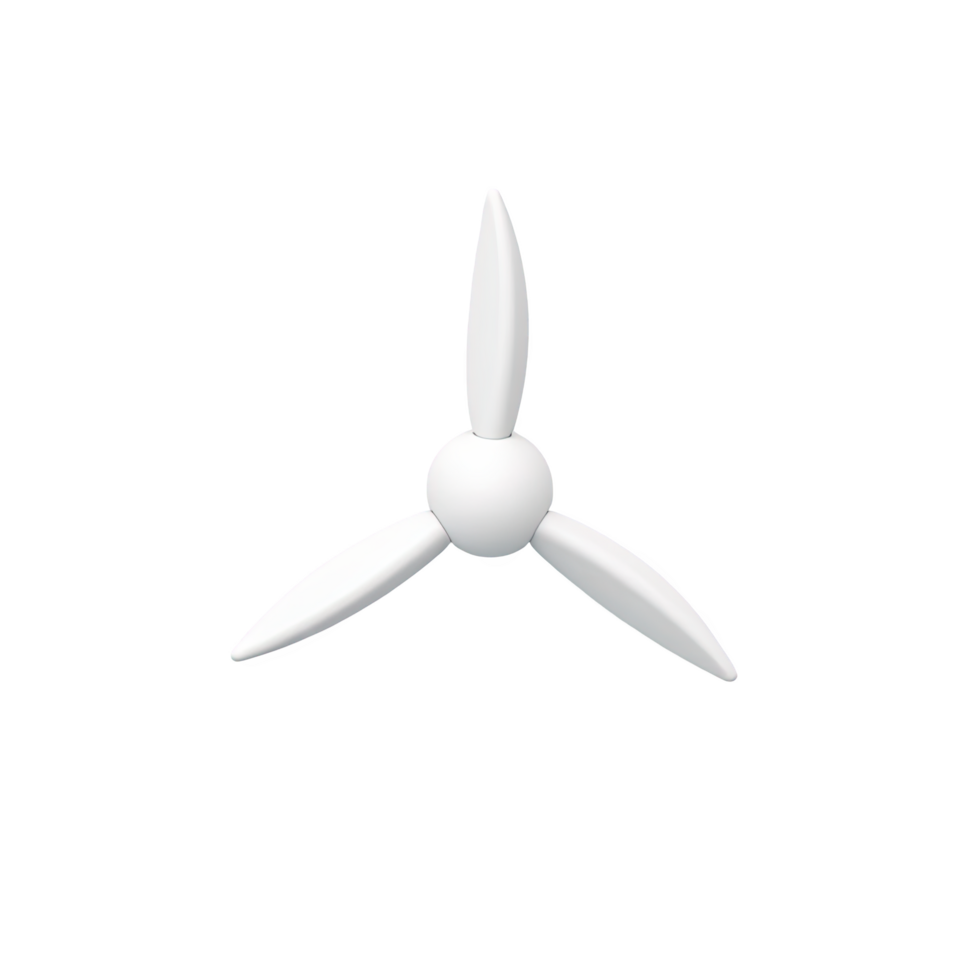 A white wind turbine isolated on transparent background png