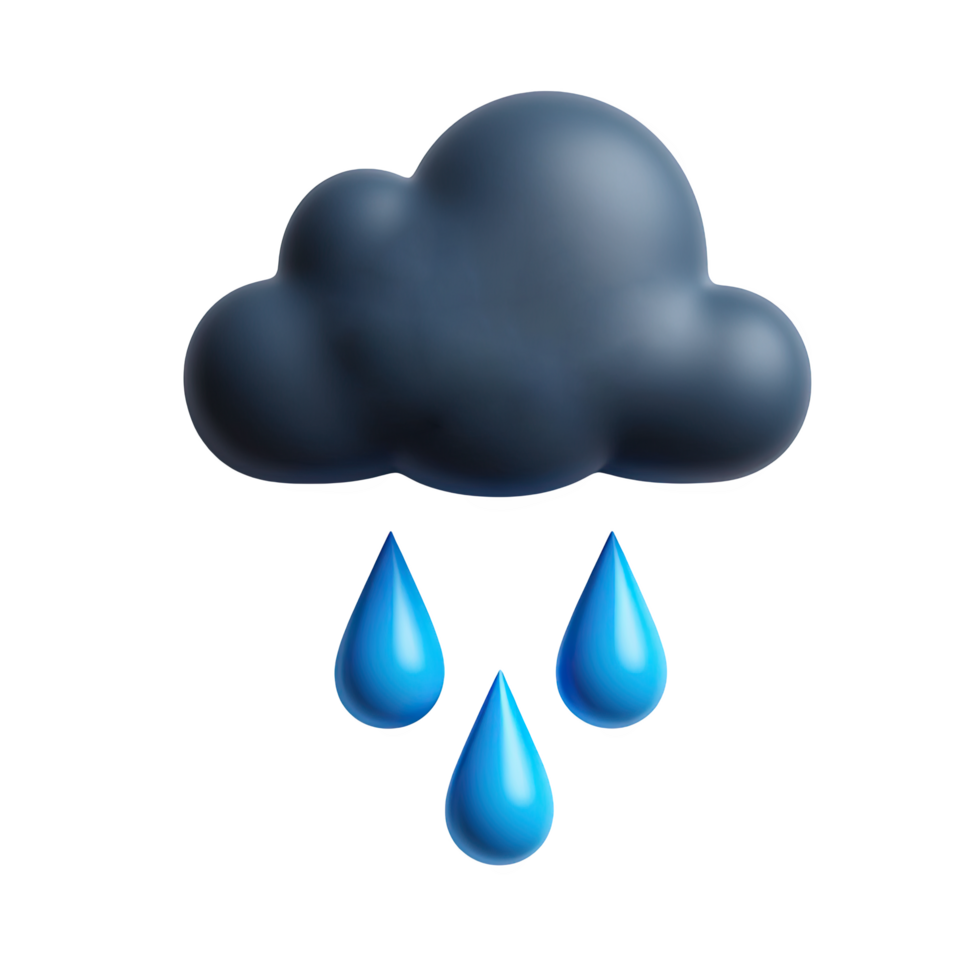 A dark cloud is raining, isolated on transparent background png