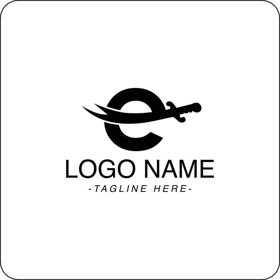 Letter E and Sward Logo design vector