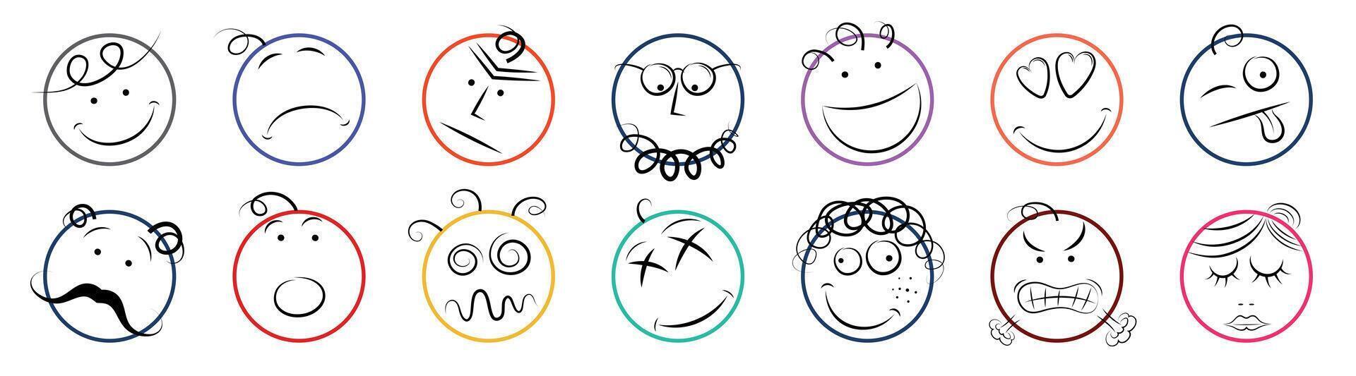Set of Emoji Faces vector