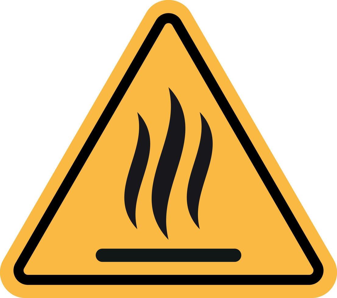Hot surface warning sign . Yellow triangle warning sign with hot surface mark symbol . illustration vector