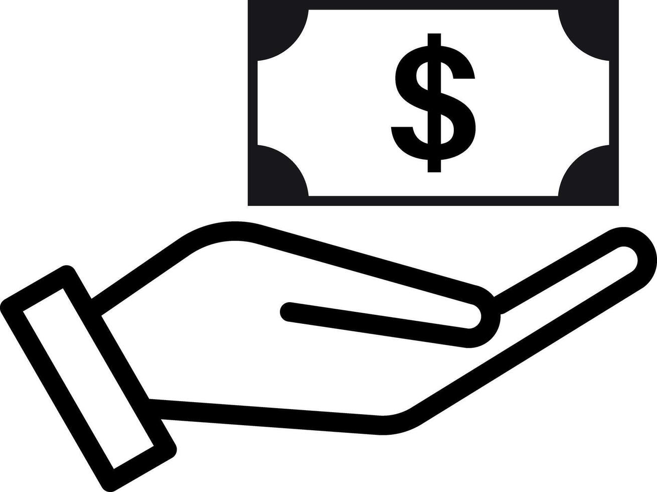 Hand and money icon . Dollar banknote on hand icon . Save money icon . illustration vector