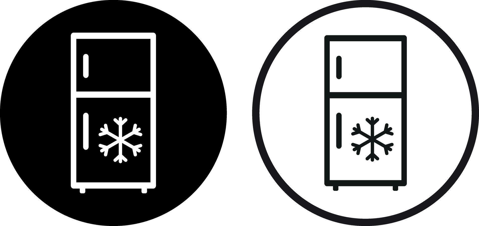 Refrigerator with snowflake icon set in two styles . Freezer cold icon . illustration vector