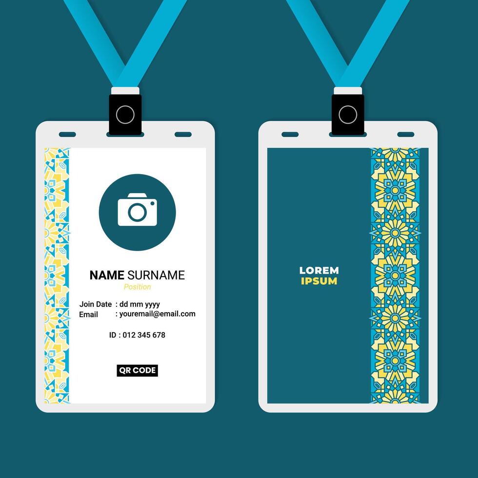 Name badge design template with QR code vector