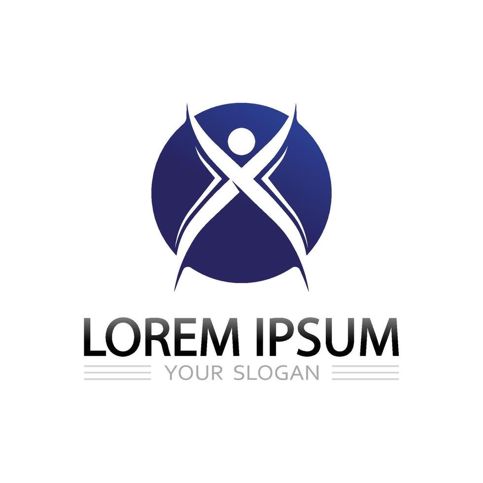 illustration of human symbol logo with abstract form and line art vector