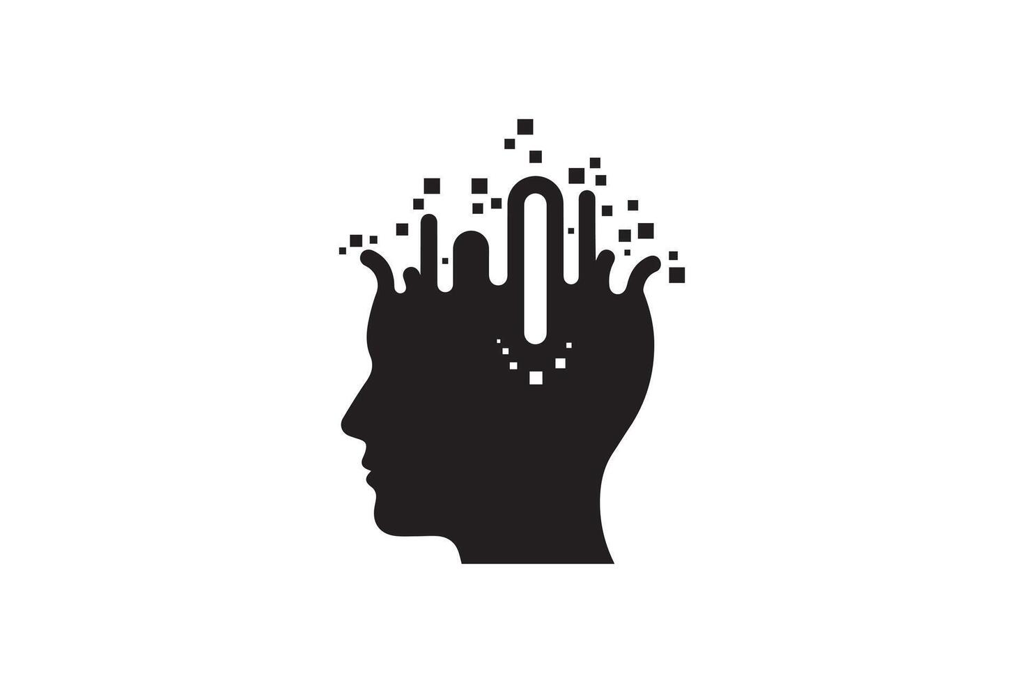 Human Head Digital Pixel Silhouette Illustration vector