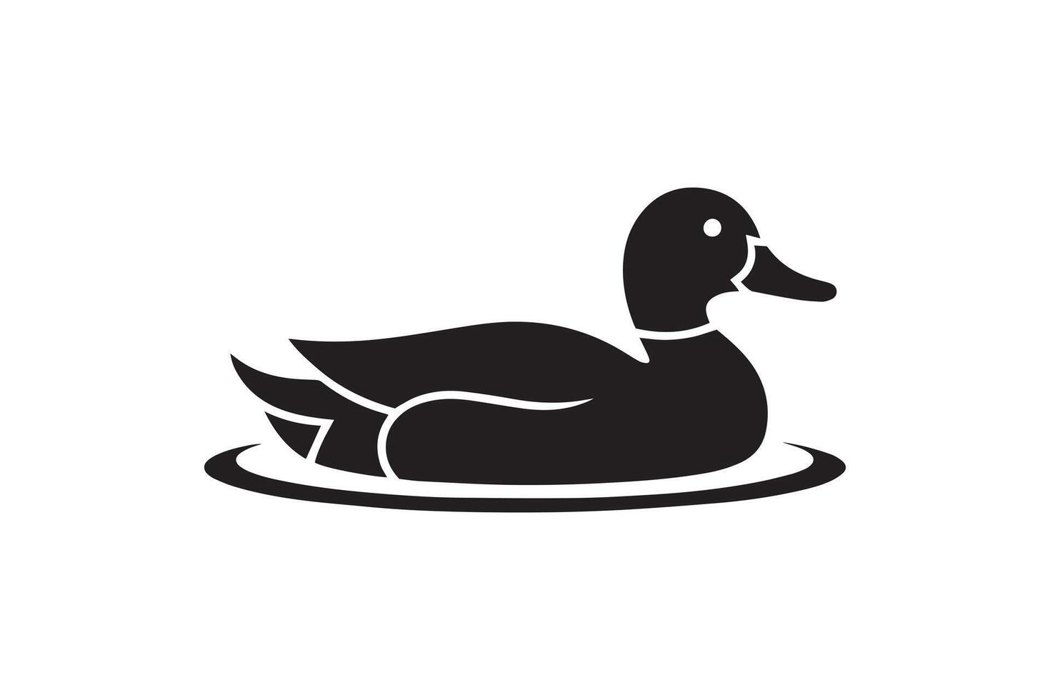 Elegant Swimming Duck Silhouette Aquatic Duck Silhouette Design vector