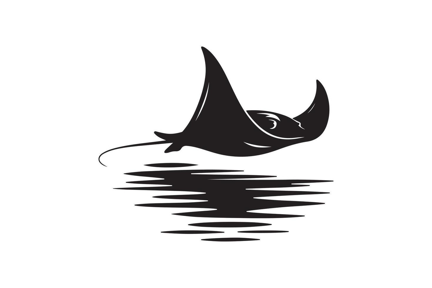 Flying Manta Ray Silhouette Design Marine Manta Ray Silhouette Graphic vector