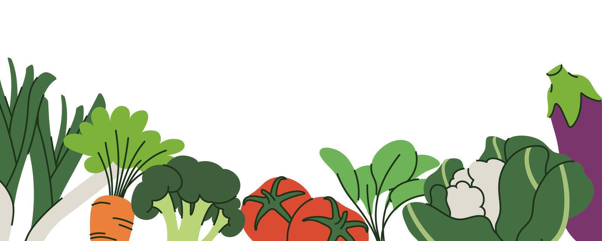 Colorful vegetable background with copy space, great for healthy food designs or banners. vector