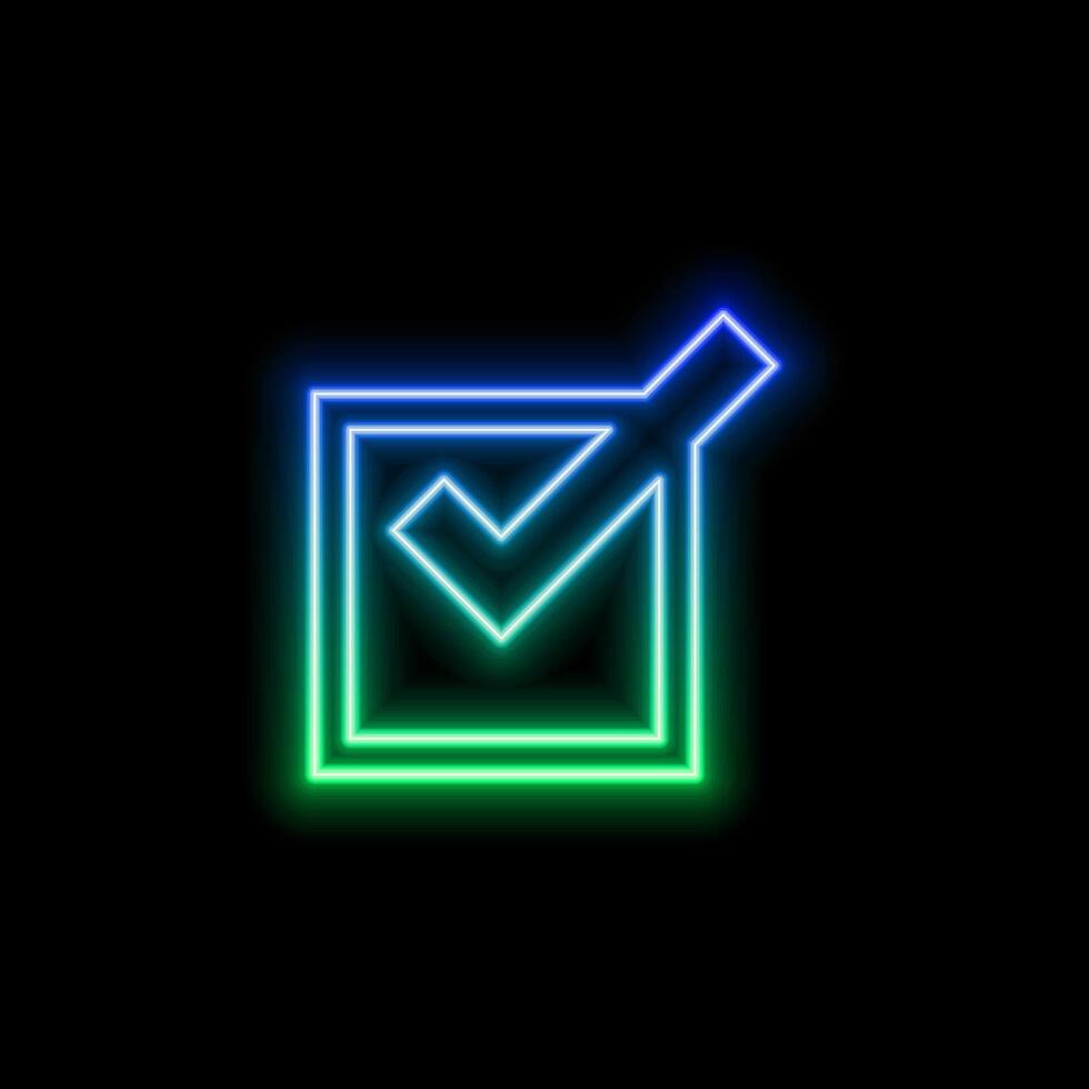Blue check mark icon design, profile verified badge.Neon style.Set of check marks and cross symbols for decision making and validation concepts. vector