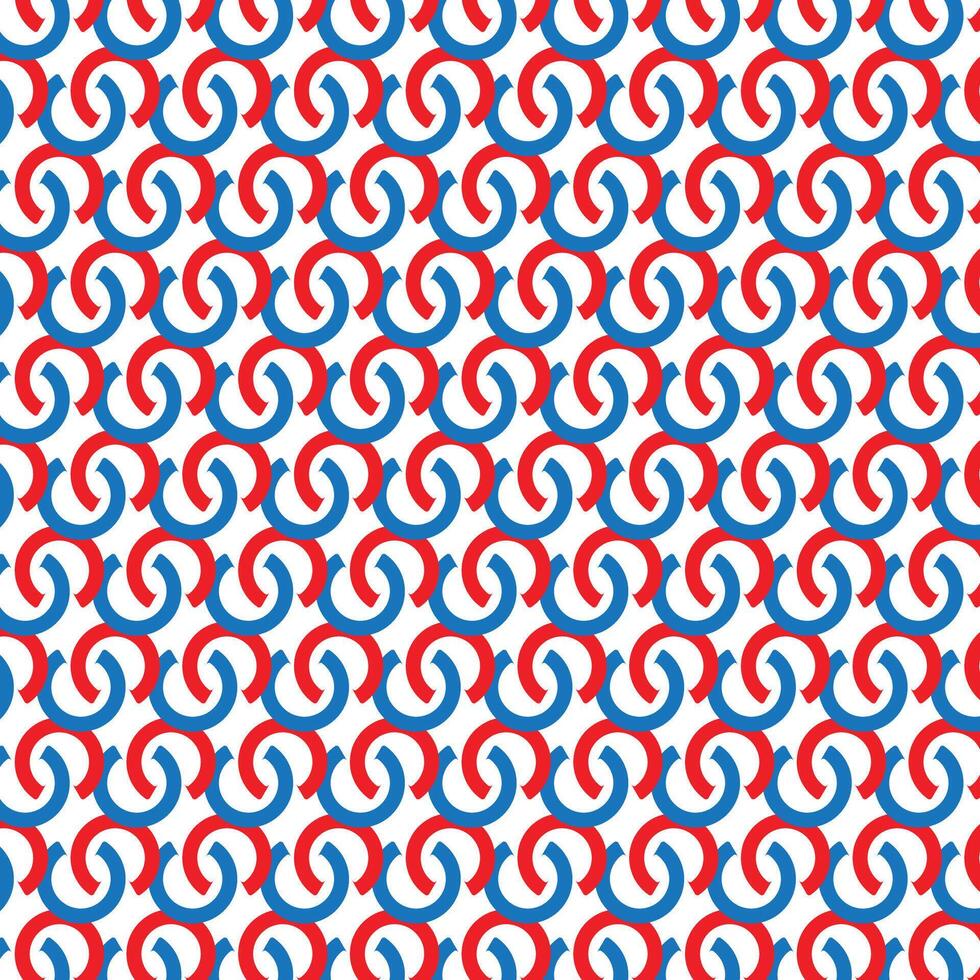 Interlocking C-Shapes A Repeated Red and Blue Abstract Composition vector