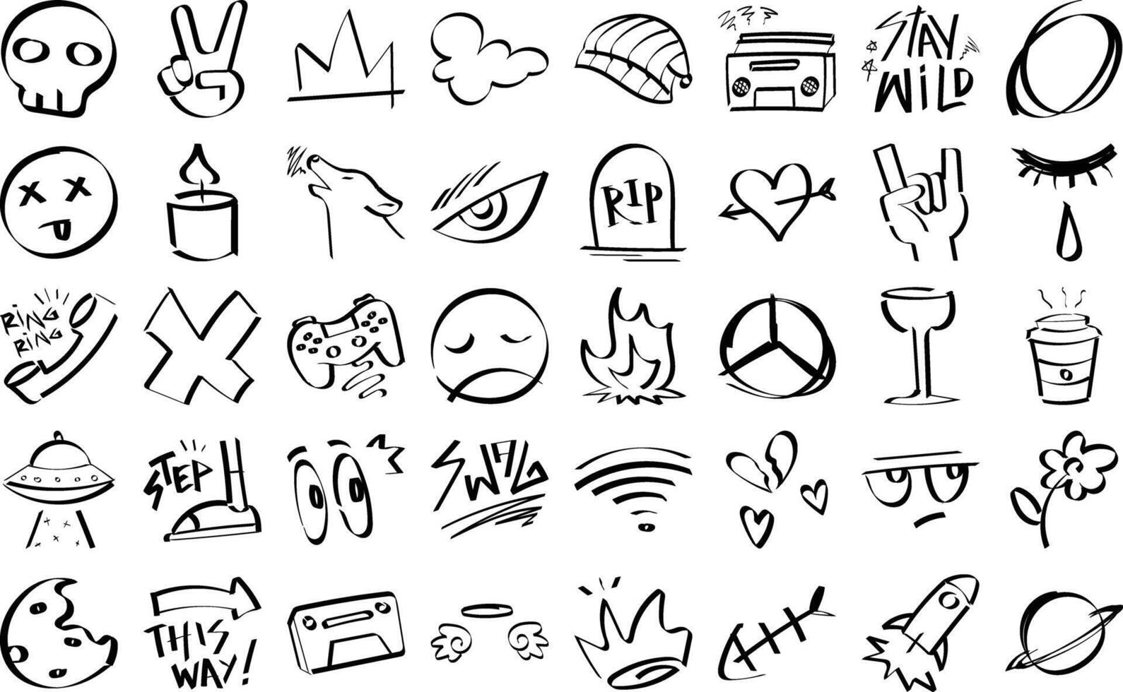 A large collection of doodles and symbols vector