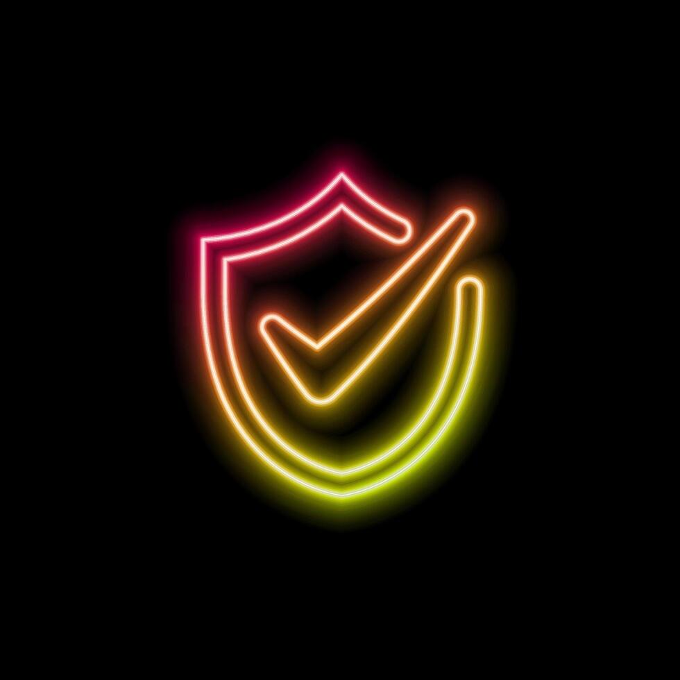 check mark icon symbol. Tag Instagram, neon style. Facebook, Twitter, Telegram, Whatsapp, Youtube, set verified profile badges. Check the verified account icons. vector