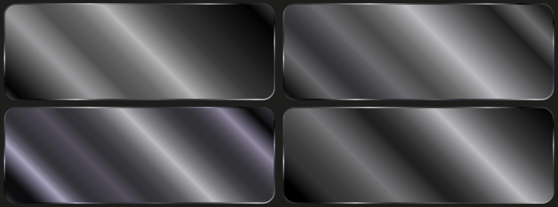 Collection of silver, chrome metallic gradient. Plates with shiny silver effect. Large set of luxury silver gradients. silver. vector