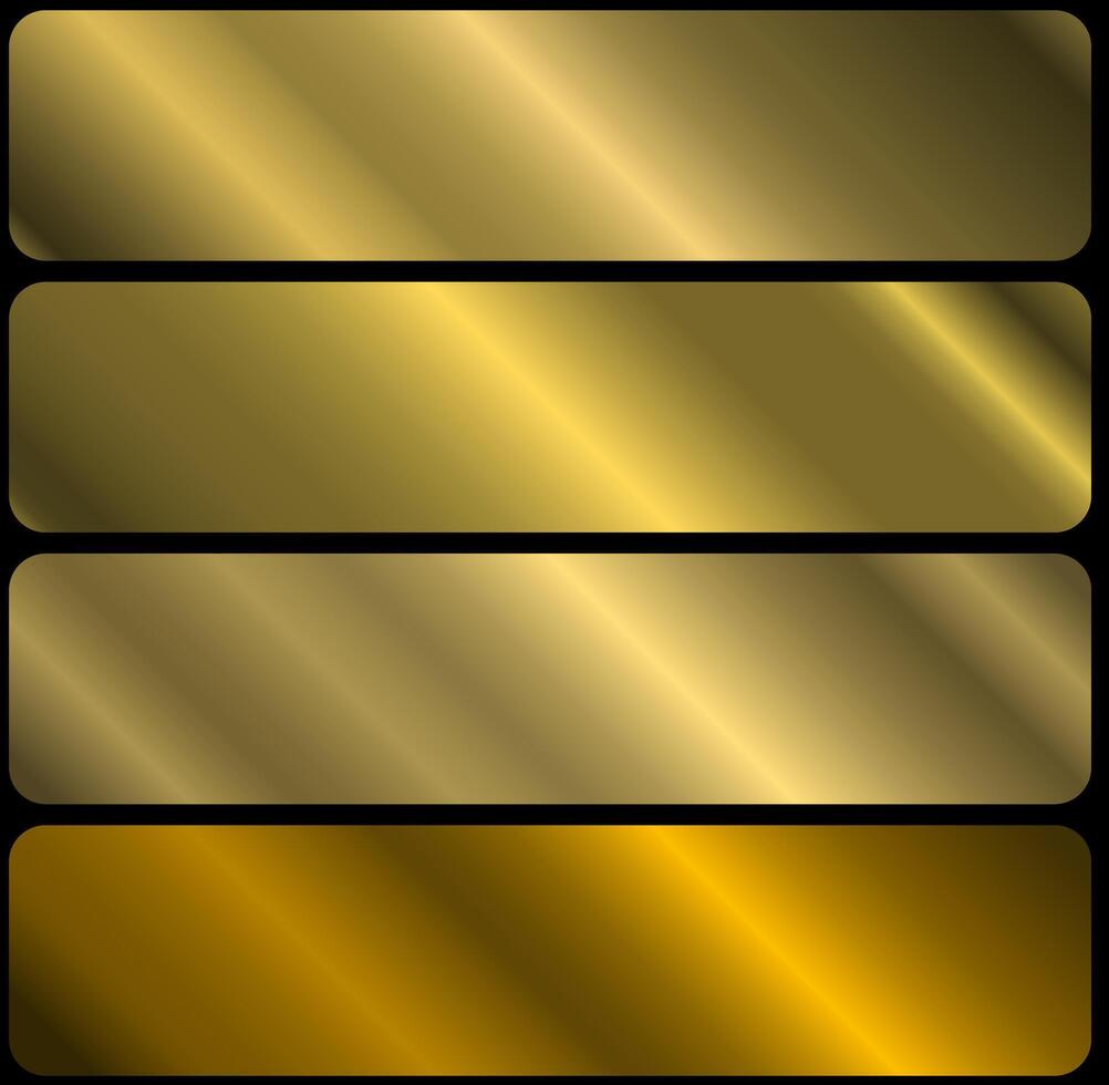 Golden metallic gradient with frame on black background. A pattern with a shiny metallic gradient. The texture of the leaf. vector