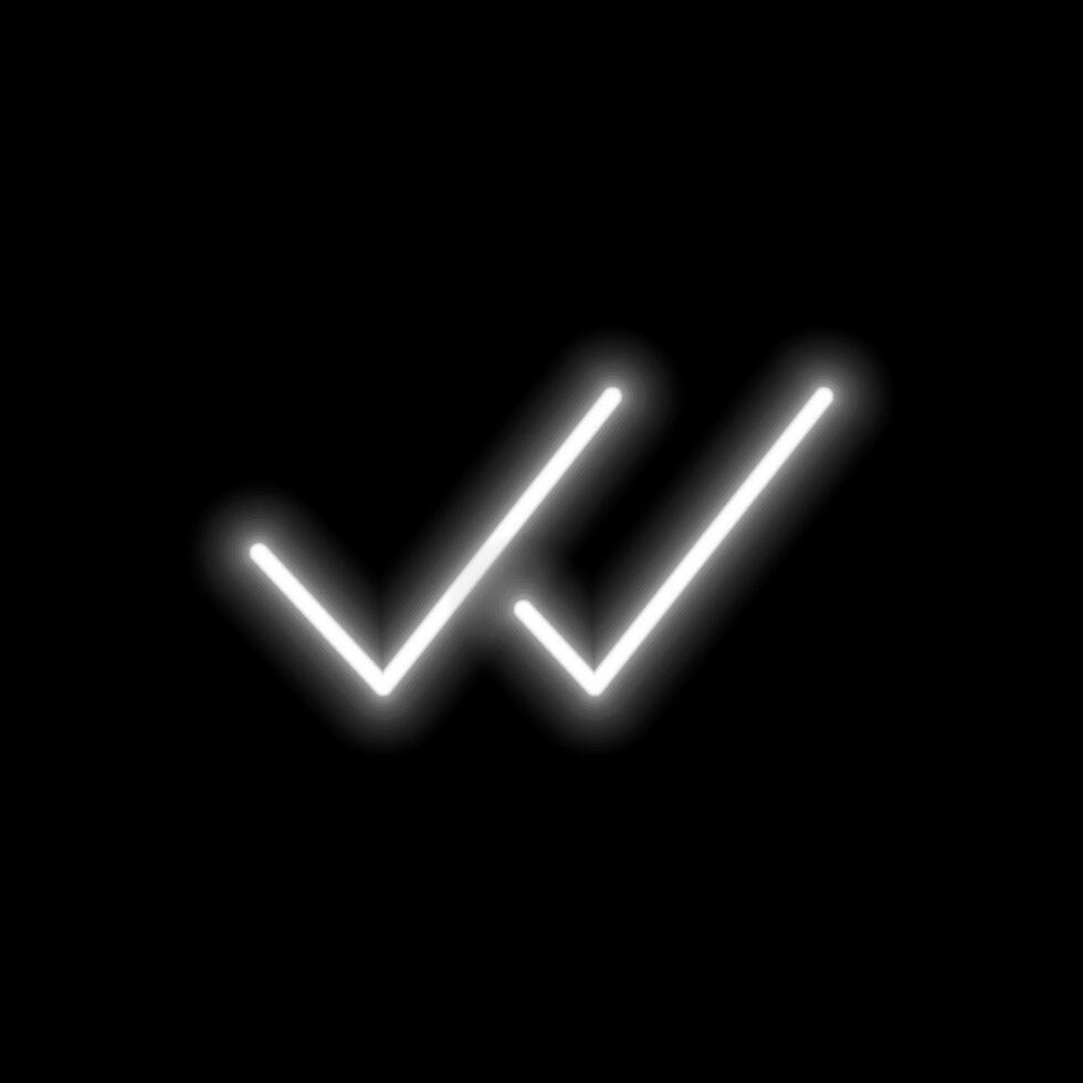 Check mark icon. neon style.Check tag icon. Check mark illustration. Set of symbols, green check mark isolated on white background. The correct vote chooses the isolated symbol. vector